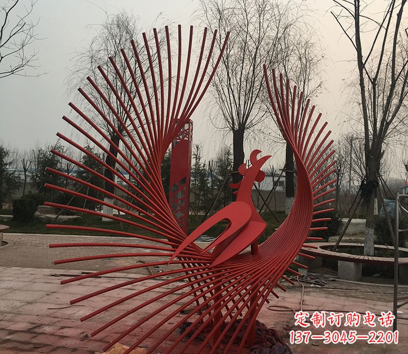合肥不锈钢网状凤凰雕塑精美的艺术之作