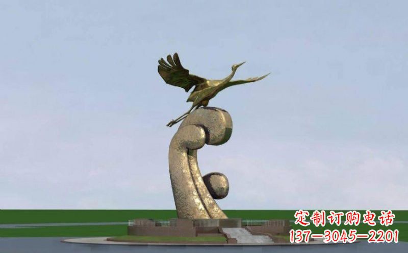 合肥不锈钢仙鹤雕塑象征着美丽和宁静