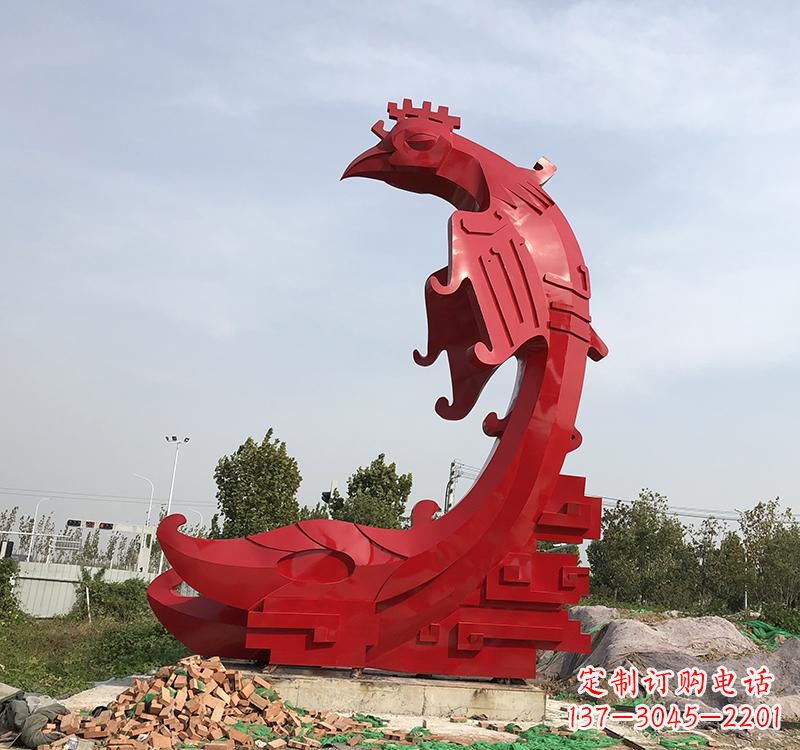 合肥凤凰展翅飞翔——不锈钢现代广场的雕塑之美