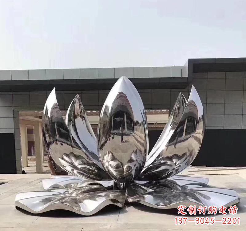 合肥不锈钢现代镜面荷花雕塑精美绝伦