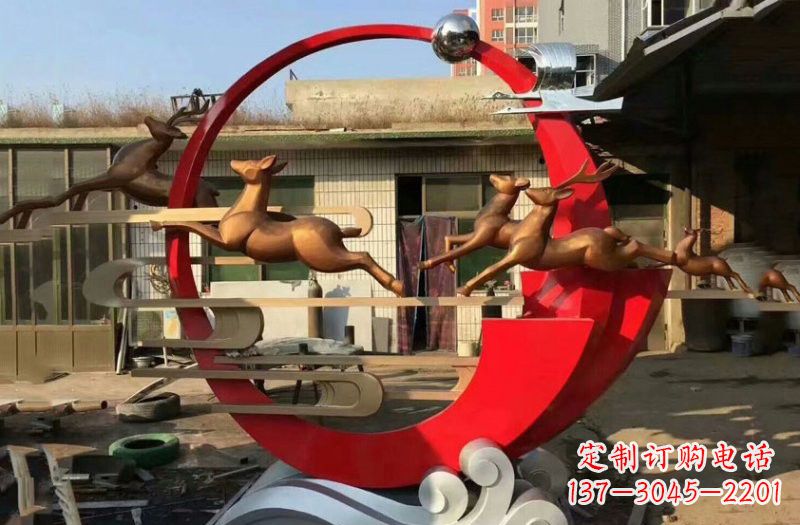 合肥不锈钢制作的梅花鹿雕塑