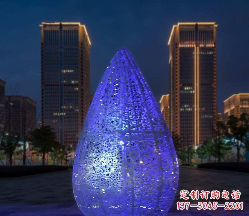 合肥不锈钢小区照明美轮美奂的水滴雕塑