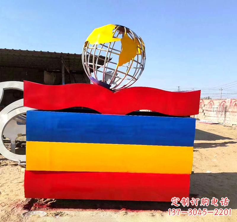 合肥不锈钢校园地球仪雕塑缅怀地球之美