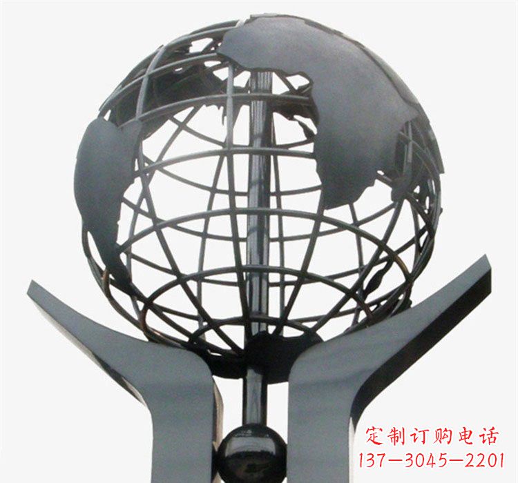合肥象征地球一体的不锈钢校园手托地球雕塑