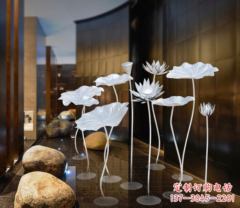 合肥不锈钢银色荷花雕塑精美外形魅力无限