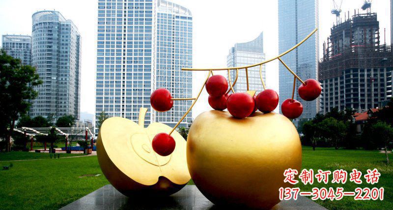 合肥不锈钢苹果雕塑,添彩公园景观