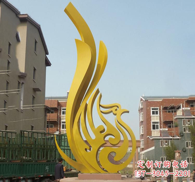 合肥静谧的凤凰不锈钢园林雕塑