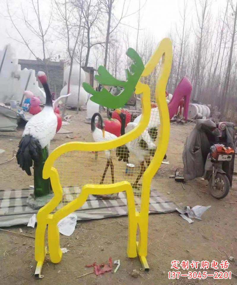 合肥不锈钢园林造型景观小鹿雕塑