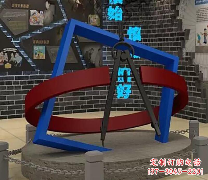 合肥不锈钢圆规雕塑实现景观美化的艺术之作