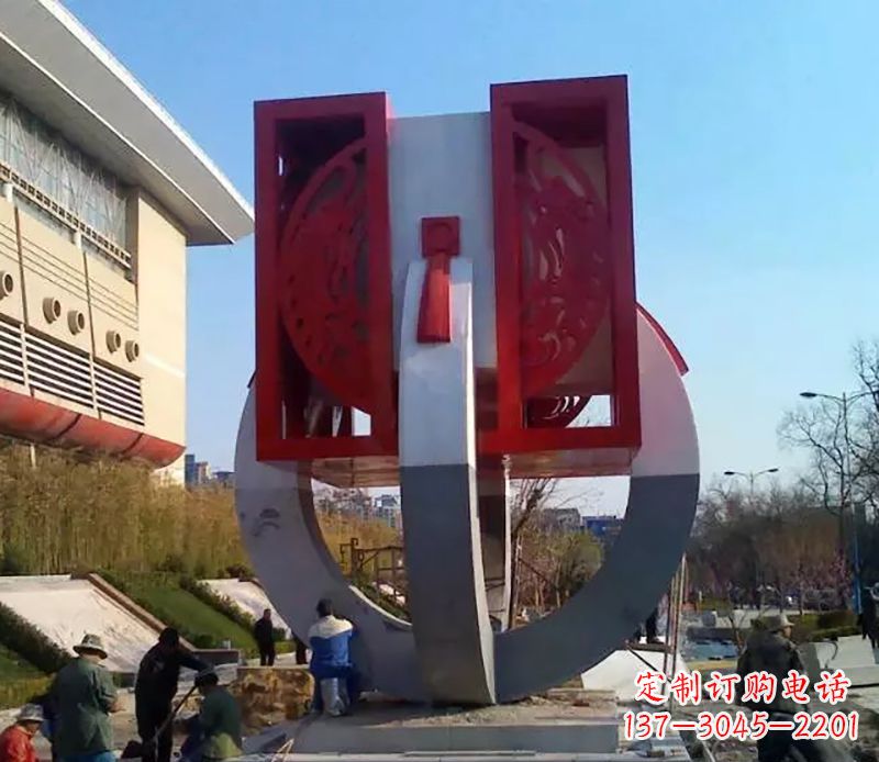 合肥不锈钢圆环雕塑象征着永恒的美