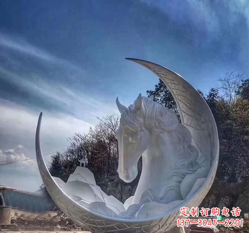 合肥月亮的美丽缠绕——不锈钢月亮马雕塑
