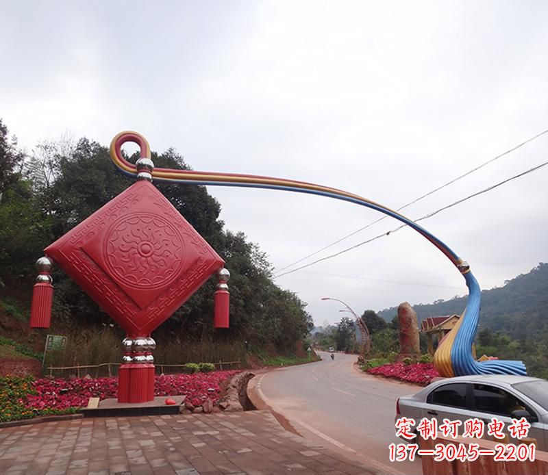 合肥不锈钢中国结拱门雕塑