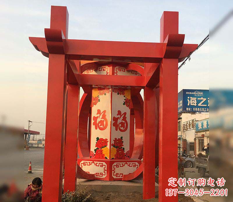 合肥不锈钢灯笼雕塑——点亮中国梦