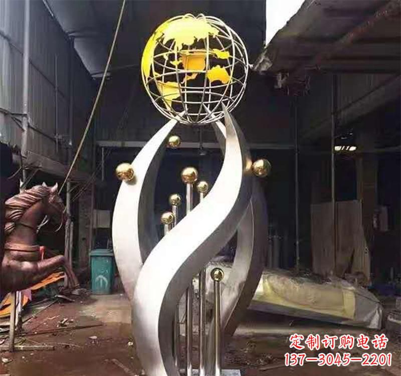 合肥不锈钢转动地球仪雕塑——传承地球文明