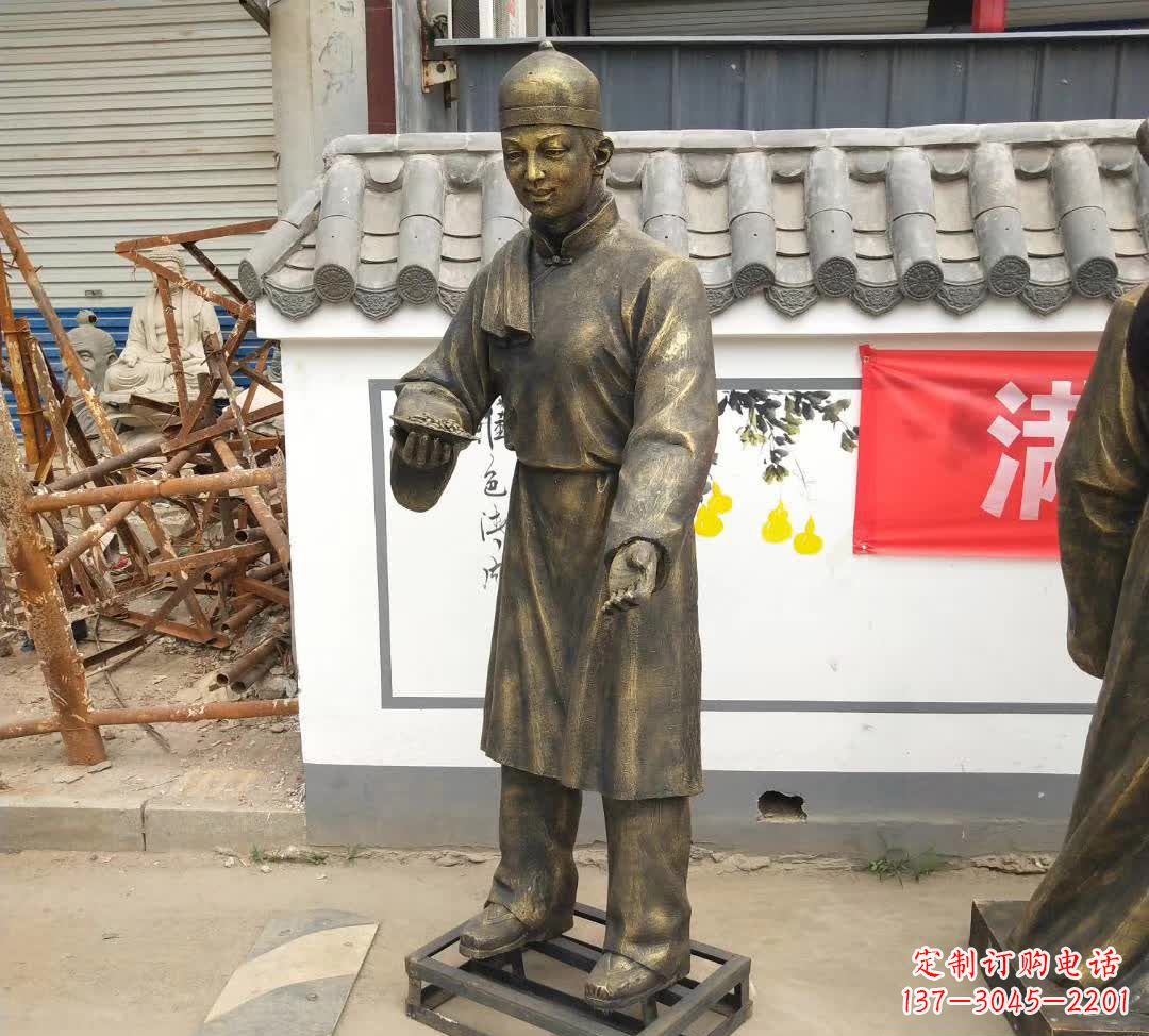 合肥步行街店小二人物铜雕