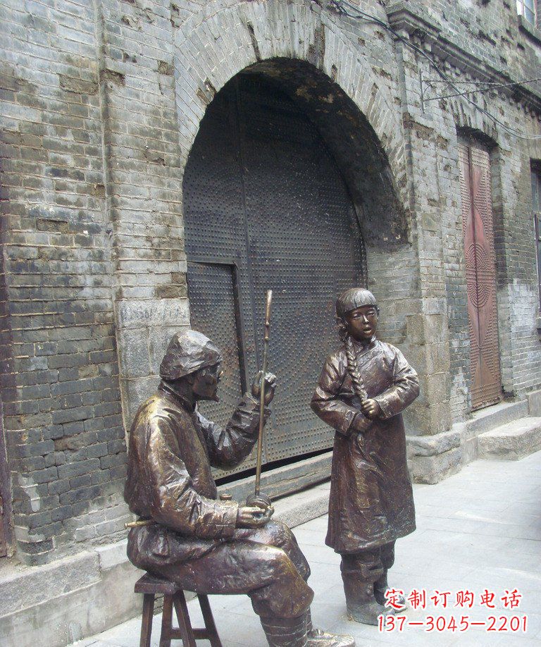 合肥步行街拉二胡唱戏人物铜雕
