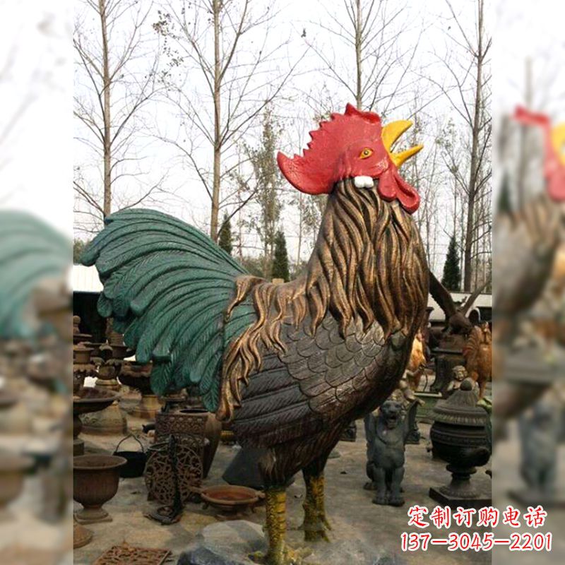 合肥彩绘铜雕公鸡生肖动物雕塑