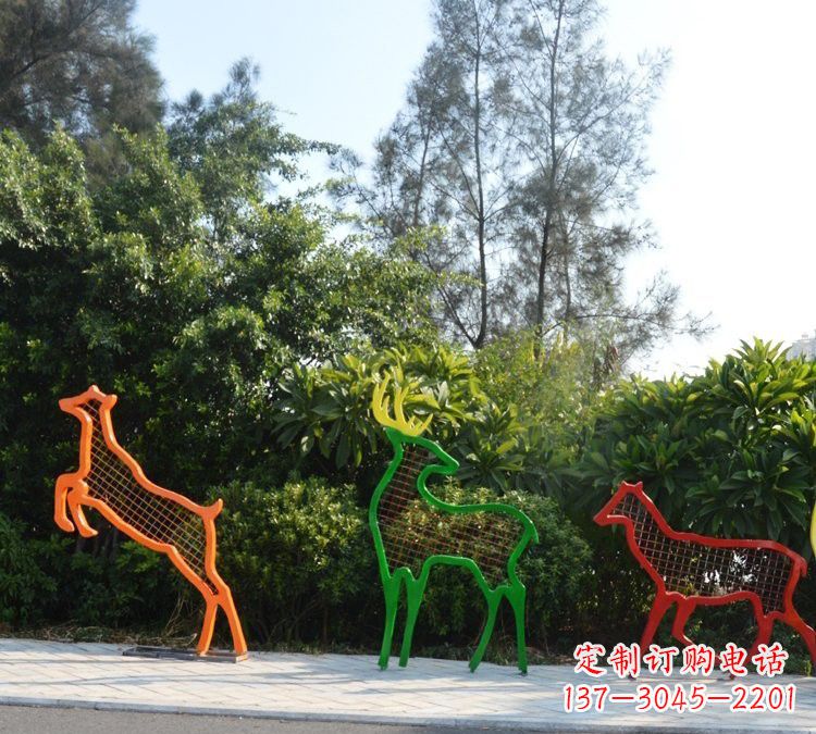 合肥精美的彩色不锈钢梅花鹿雕塑