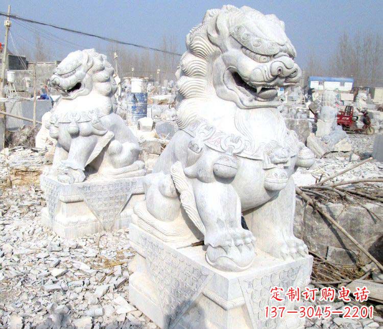 合肥踩球门口看门狮子石雕