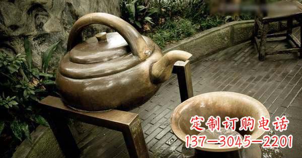 合肥茶壶茶碗玻璃钢仿铜景观雕塑