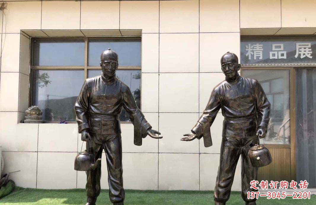 合肥茶馆民俗店小二铜雕