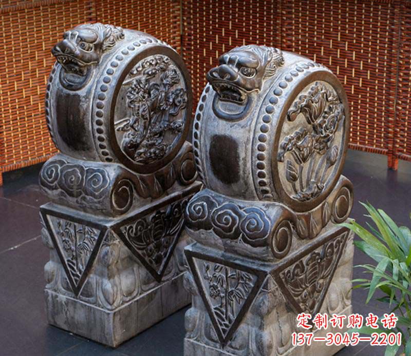 合肥仿古石门墩雕塑,提升茶楼景观