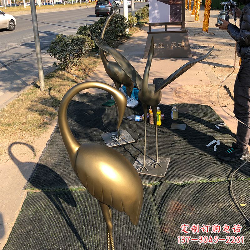 合肥成都不锈钢动物鹤雕塑