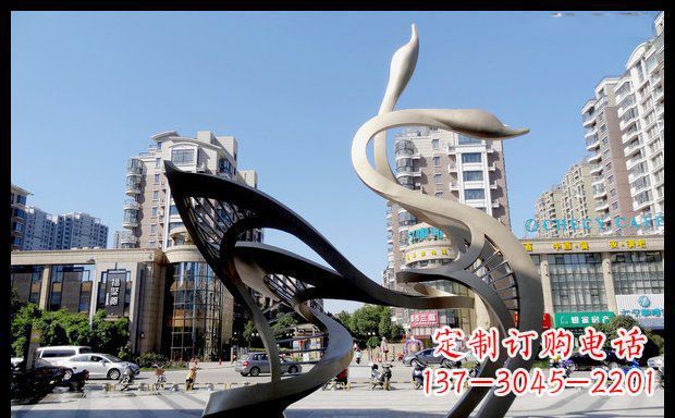 合肥城市凝聚的美丽不锈钢天鹅雕塑