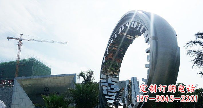 合肥美丽而优雅的不锈钢圆环雕塑