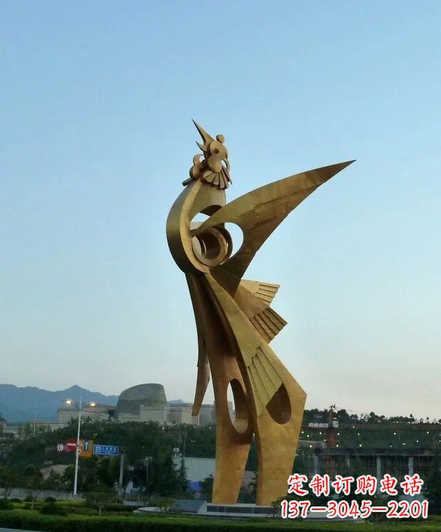 合肥城市不锈钢凤凰展翅雕塑