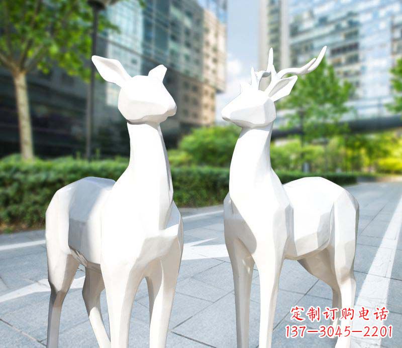 合肥景观雕塑鹿形不锈钢块面