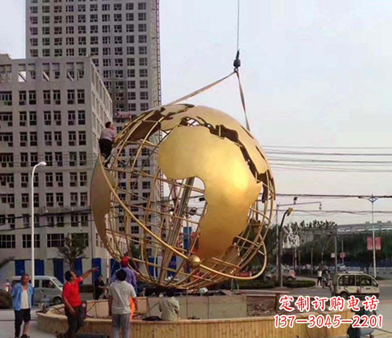 合肥城市之美不锈钢镂空地球仪雕塑