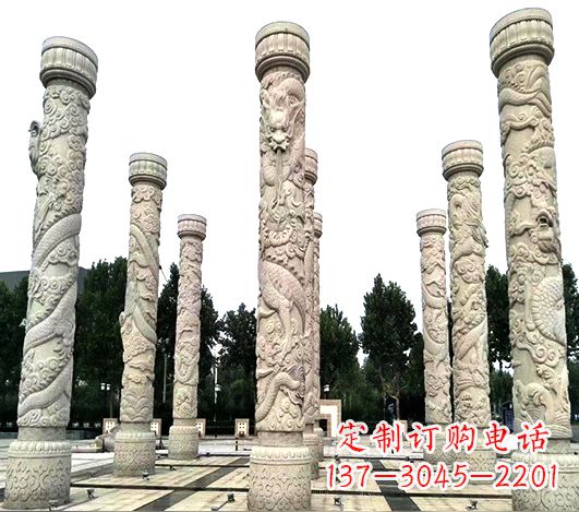 合肥城市广场大理石石材龙柱景观柱