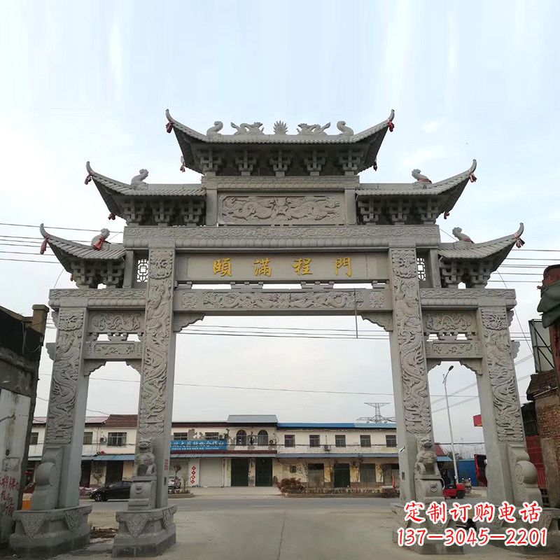 合肥城市街道仿古石雕牌楼