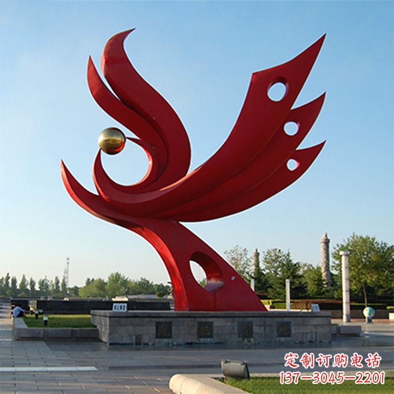 合肥精美凤凰雕塑点缀公园园林景观