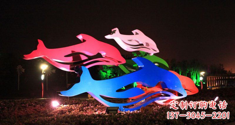合肥抽象海豚公园不锈钢雕塑