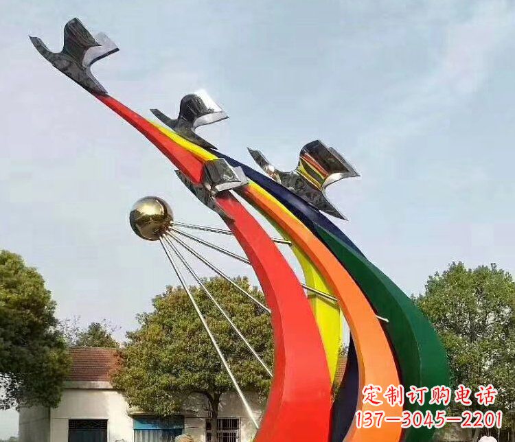 合肥抽象和平鸽和太阳校园不锈钢雕塑