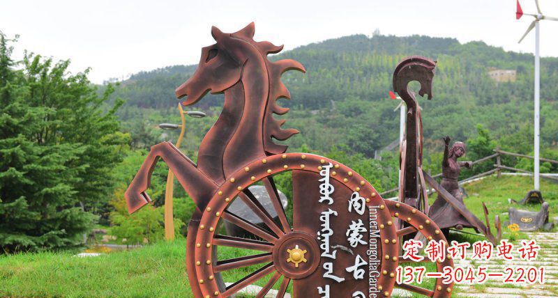 合肥传承历史魅力,不锈钢马车雕塑悠然屹立