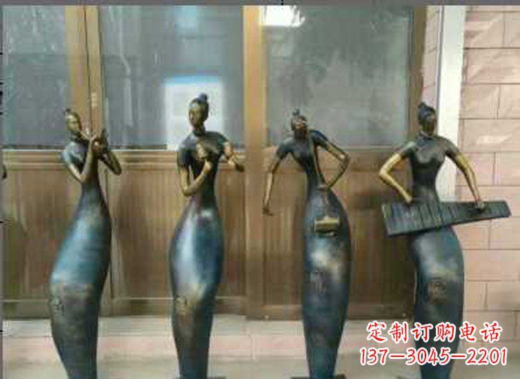 合肥抽象女孩演奏乐器铜雕