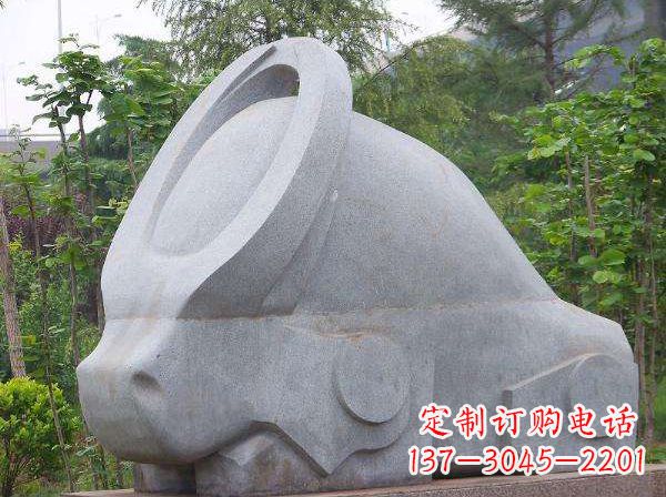 合肥抽象石雕牛-抽象生肖牛动物景观雕塑