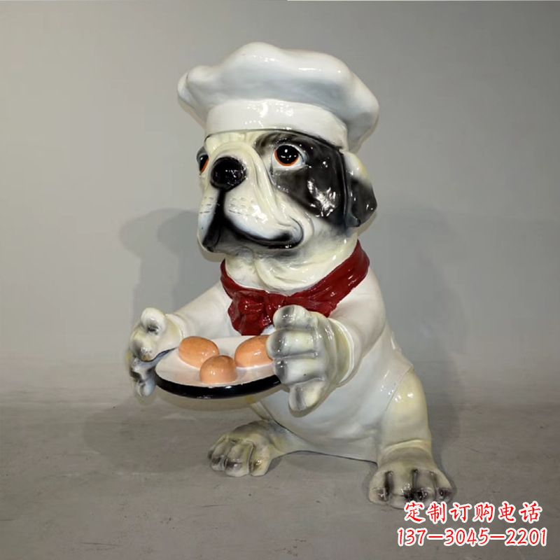 合肥玻璃钢仿陶瓷狗雕塑——以斗牛犬为原型
