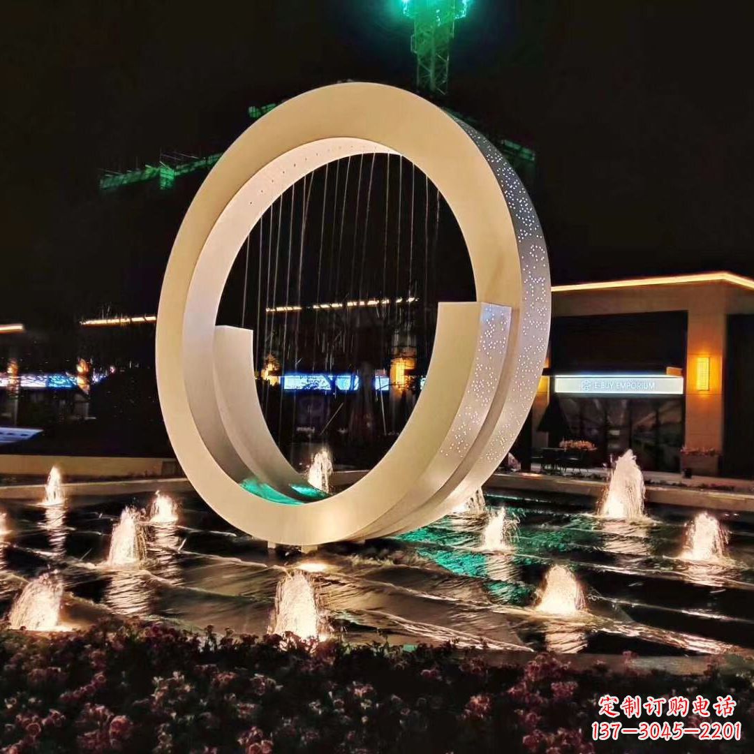 合肥环状喷泉雕塑灯光点亮美丽