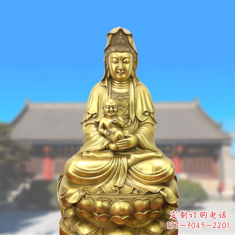 合肥纯铜观音坐姿鎏金铜雕