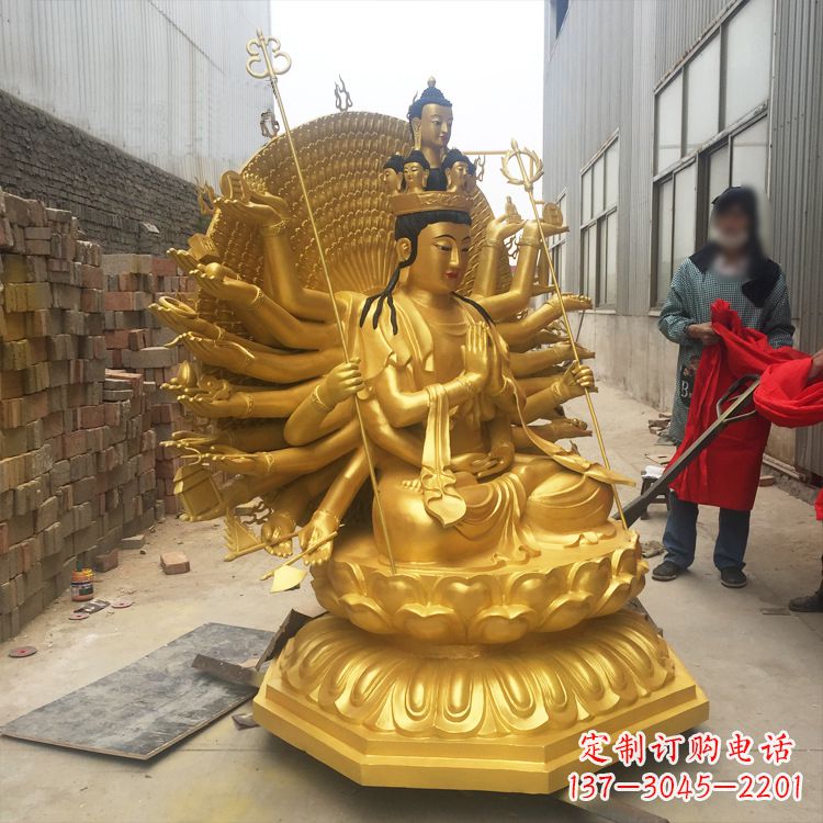合肥纯铜鎏金千手观音雕塑
