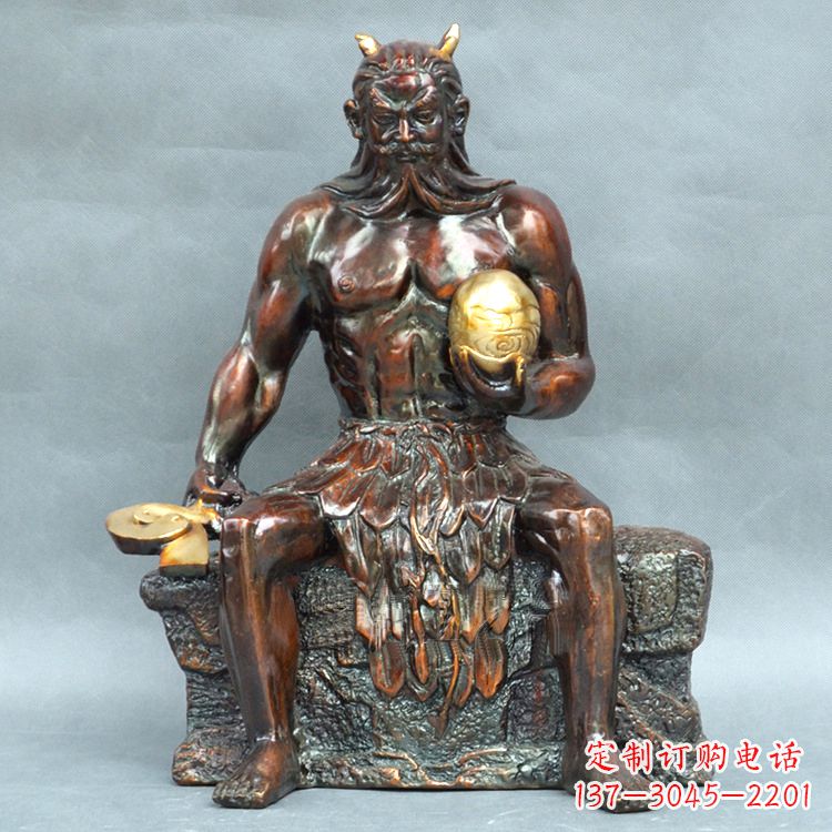 合肥纯铜神农大帝坐姿雕塑像