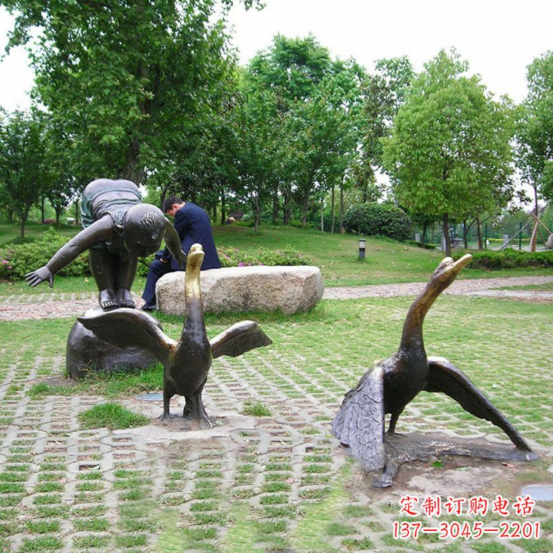 合肥纯铜天鹅情景雕塑