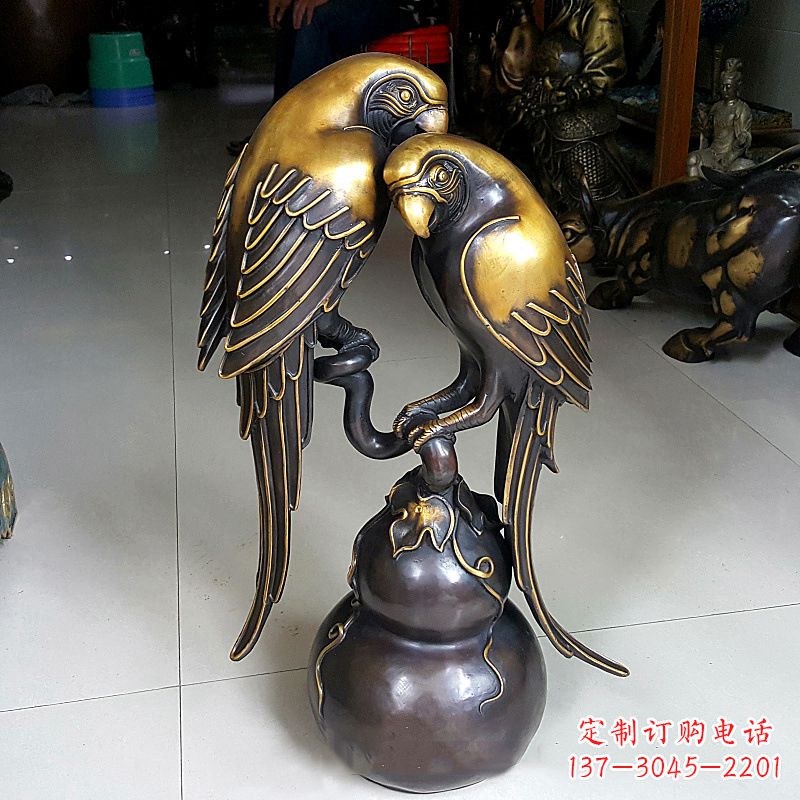 合肥铸造纯铜鹦鹉雕塑