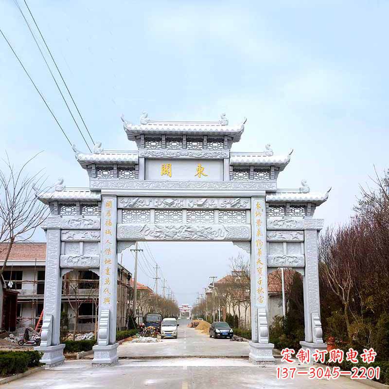合肥传承古风——村镇三门石牌坊雕塑