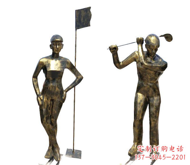 合肥打高尔夫人物广场景观铜雕摆件
