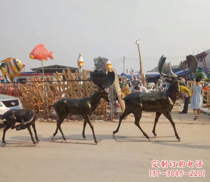 合肥大角鹿群的铜雕美丽的艺术精品